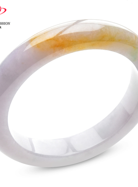 豪8印象X26180X144翡翠手镯圈口58.5mm冰糯种浅绿浅紫带黄翡玉镯