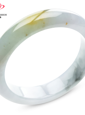 豪8印象X26139X114翡翠手镯圈口54.7天然淡绿黄翡带乌鸡缅甸玉镯