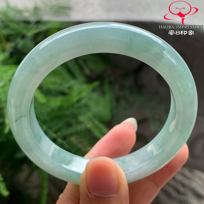 豪8印象V26360V1291翡翠手镯圈口53.8天然冰种油绿缅甸玉手镯a货