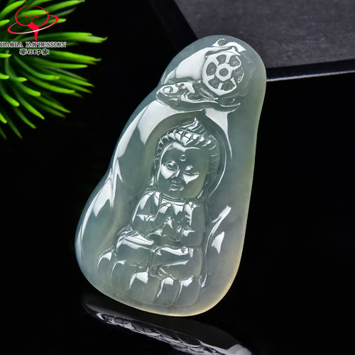 豪8印象手镯之家G26070G210翡翠宝宝佛吊坠天然缅甸冰种淡绿挂件