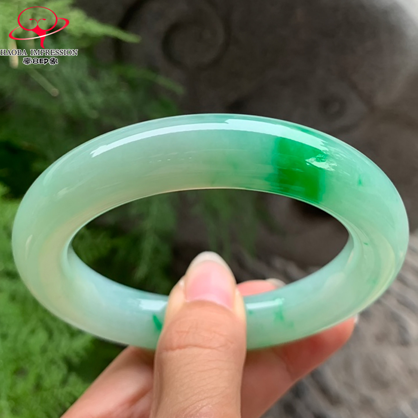 豪8印象V270翡翠圆条手镯圈口59.0天然冰糯种辣阳绿缅甸a货玉镯