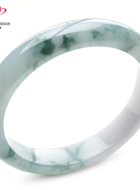 豪8印象P26420P103翡翠手镯圈口59.6mm冰糯种天然缅甸绿飘花玉镯