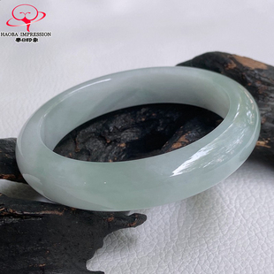 豪8印象L26100L178翡翠手镯圈口54.5mm天然缅甸冰糯种淡蓝水玉镯