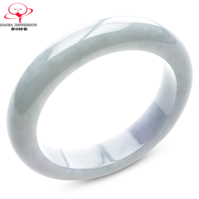 豪8印象手镯之家S325028Y349翡翠手镯圈口56.6mm天然白底浅绿玉镯