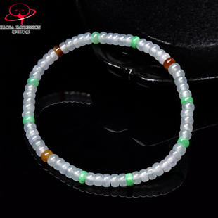 豪8印象手镯之家M25020M475翡翠手链天然缅甸a货多宝三彩玉手串