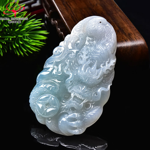 豪8印象手镯之家G26160G130翡翠龙牌吊坠天然黄加绿生肖龙挂件