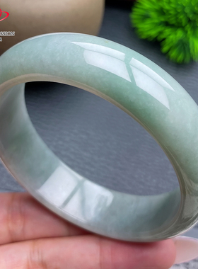 豪8印象X26100X470翡翠手镯圈口57.5天然缅甸a货浅油青玉镯重73g