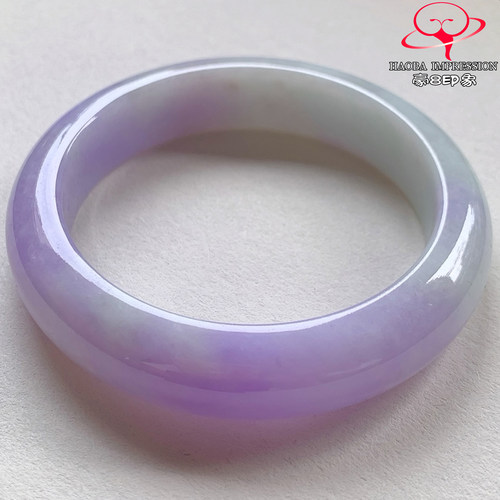 豪8印象V261000V2711翡翠手镯圈口53.2天然冰糯种艳紫缅甸玉手镯
