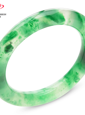 豪8印象.翡王妃F1825180A121非洲翠圆条手镯圈口54.2mm冰种飘花玉