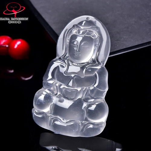 豪8印象翡王妃F25018F196非洲翠观音吊坠天然极光白玉观音挂件