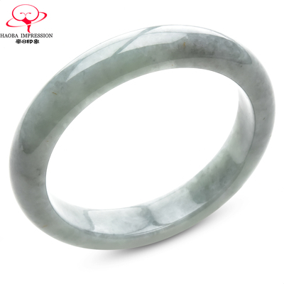 豪8印象P26005P608翡翠手镯圈口57.2mm冰糯种浅绿带乌鸡缅甸玉镯