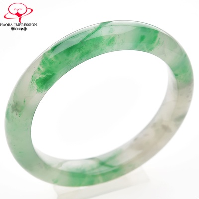 豪8印象.翡王妃F525048F103非洲翠手镯圈口60.6mm冰种绿飘花玉镯