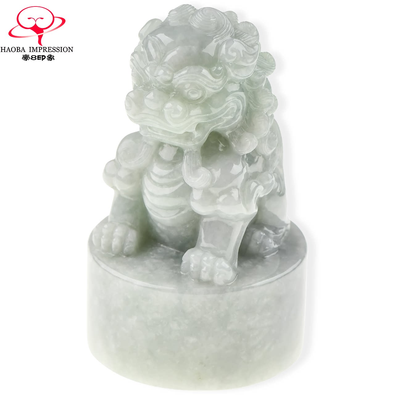 豪8印象x1920天然翡翠印章 狮子玉石摆件浅绿带翠缅甸a货原石珠宝