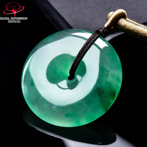 豪8印象翡王妃F25012F167非洲翠平安扣吊坠冰种绿飘花玉古环挂件
