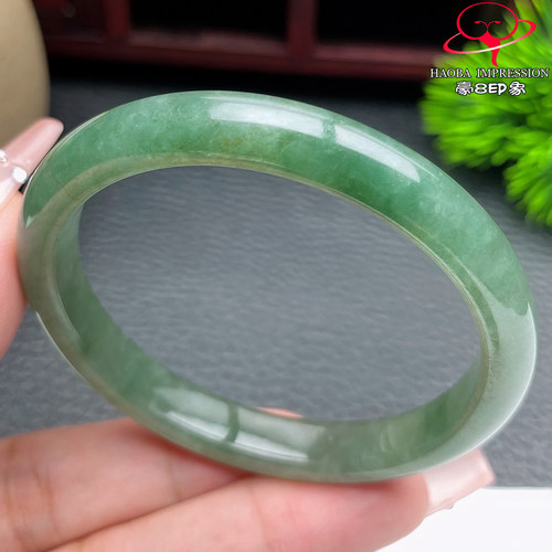 豪8印象S126010Y490翡翠贵妃手镯圈口48.7天然缅甸油绿玉手镯23g
