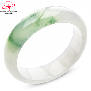 豪8印象·手镯之家M149翡翠手镯圈口58.7mm天然冰种绿飘花玉镯子