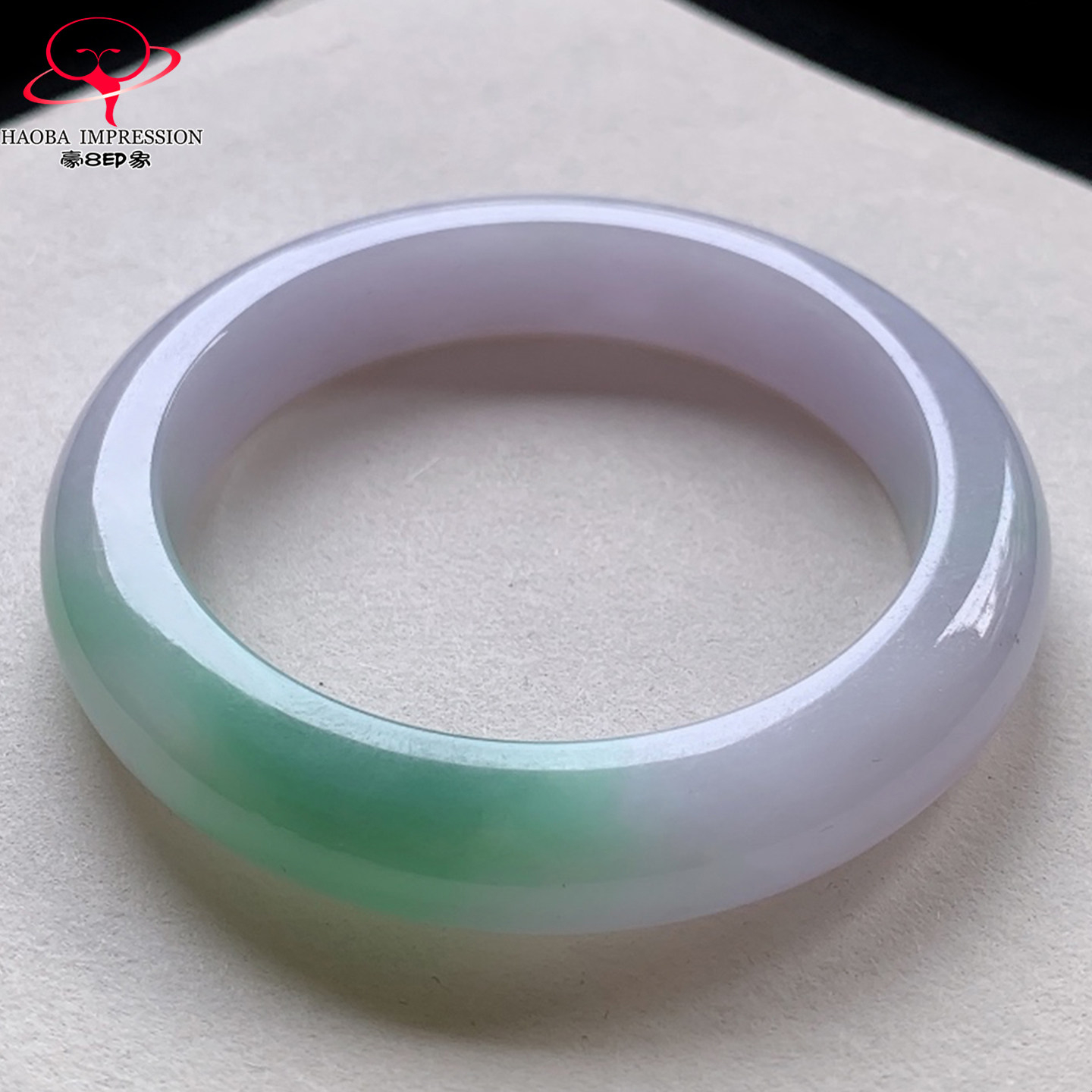 豪8印象V26380V823翡翠手镯圈口54.5春彩紫罗兰天然A货缅甸玉镯子