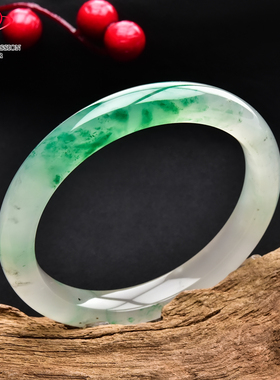 豪8印象翡王妃F825080F108非洲翠手镯圈口61.3mm冰种绿飘花玉手镯