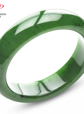 豪8印象·手镯之家T3-109和田碧玉手镯圈口54.2mm天然菠菜绿玉镯