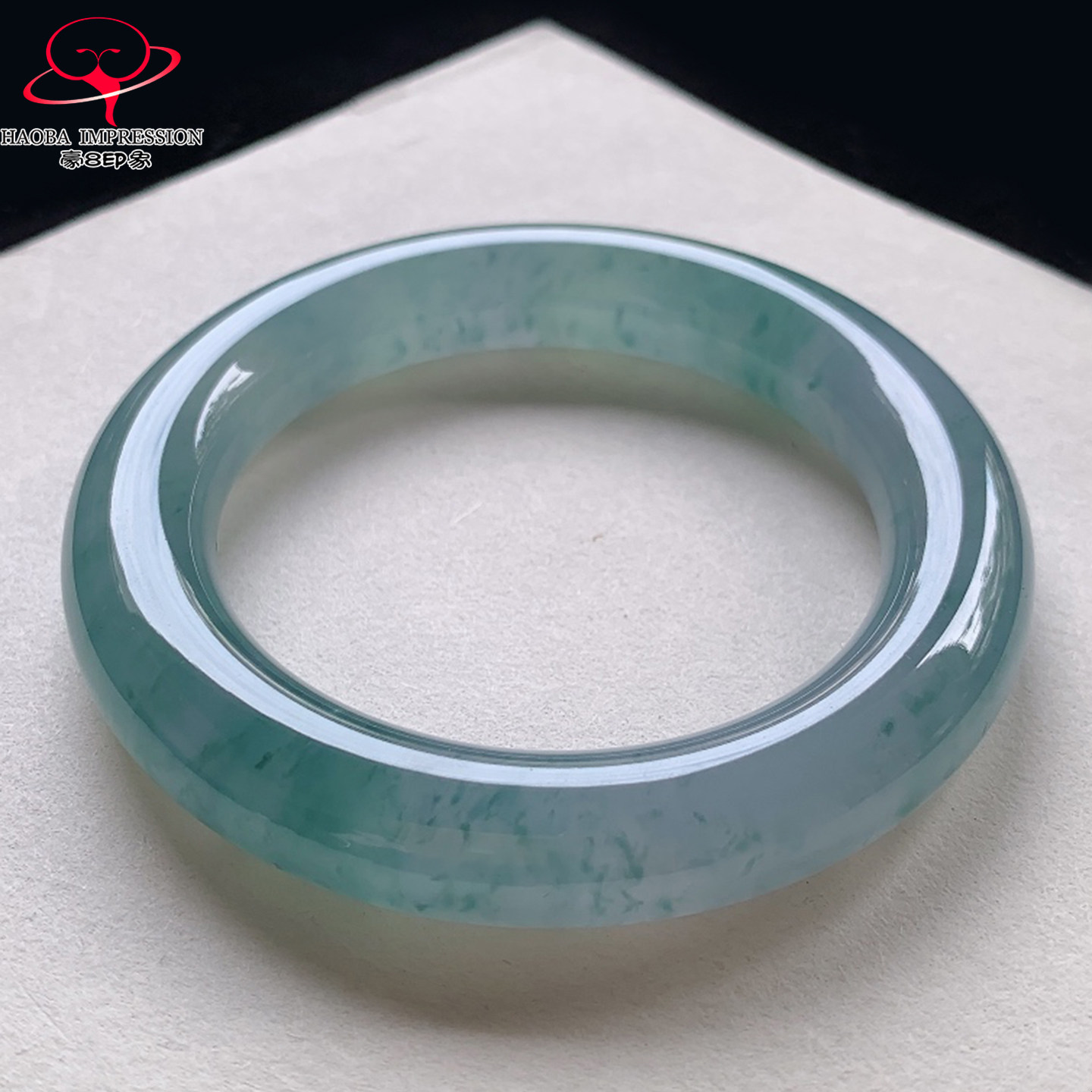 豪8印象V138翡翠圆条手镯圈口56.5天然冰种紫飘花缅甸a货玉手镯