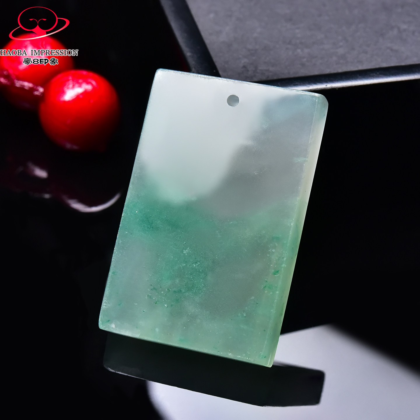 豪8印象翡王妃F25009F286非洲翠无事牌吊坠冰种绿飘花许愿牌挂件