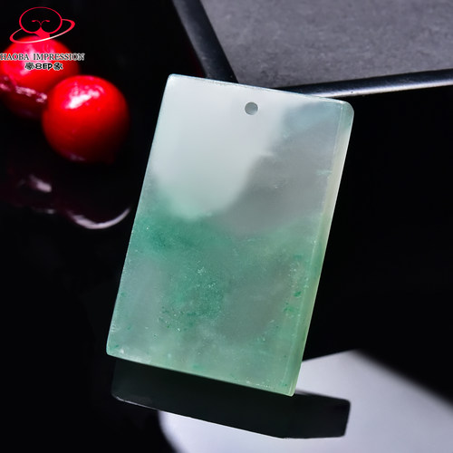 豪8印象翡王妃F25009F286非洲翠无事牌吊坠冰种绿飘花许愿牌挂件