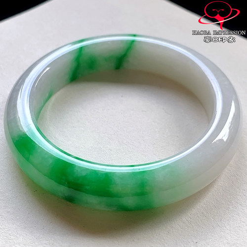 豪8印象V261080V1760翡翠手镯圈口52天然冰糯种辣阳绿翠绿玉手镯