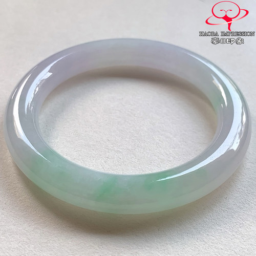 豪8印象V261680V2553翡翠圆条手镯圈口57.2天然冰种春彩缅甸玉镯