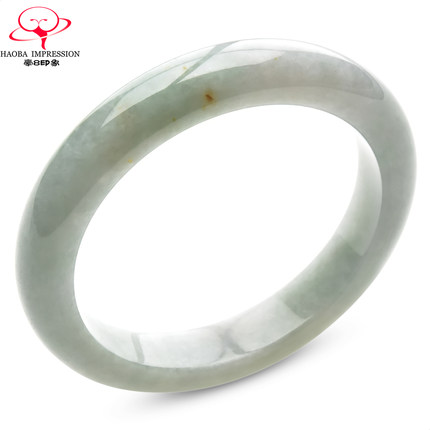 豪8印象手镯之家S225018Y574翡翠手镯圈口52.7mm天然浅绿洒金玉镯