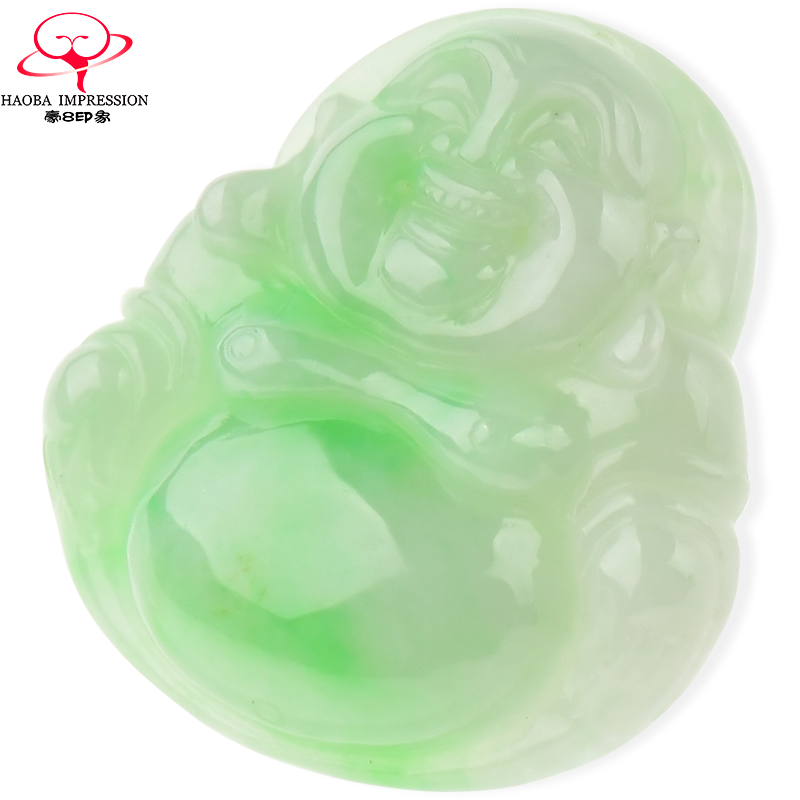 豪8印象X1101天然翡翠笑佛玉佛公玉吊坠女款淡绿缅甸a货玉石珠宝