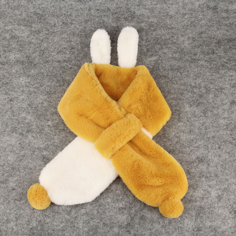 어린이 벨벳 두꺼운 짧은 머리 토끼 스카프 겨울 따뜻한  귀여운 소녀 부드럽고 편안한 스카프