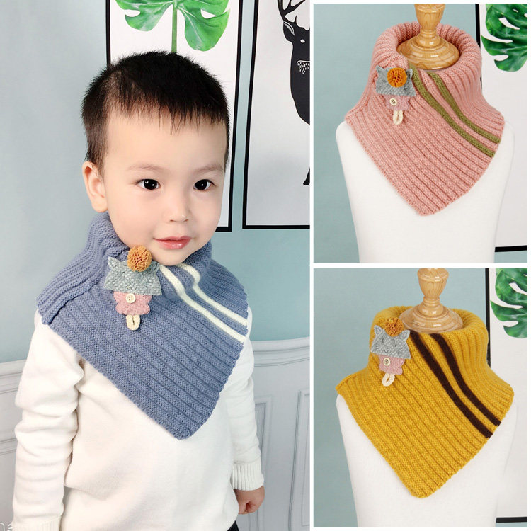 소년과 소녀를위한 어린이 겨울 니트 슈퍼 부드러운 삼각형 목 스카프 따뜻한 한국 스타일 방풍 스카프