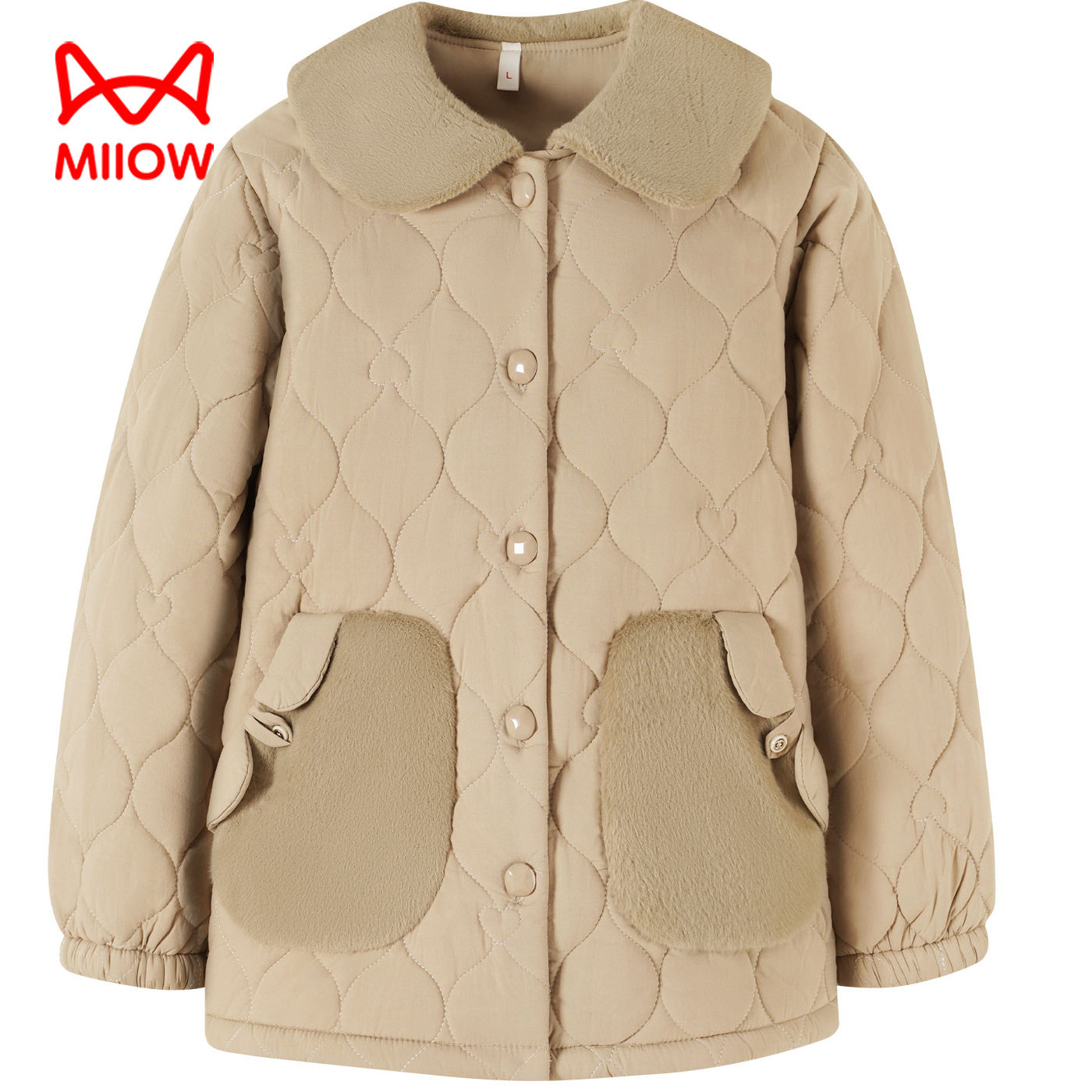 猫人冬季珊瑚绒纯棉夹棉女士上衣可外穿大码三层加厚保暖单件睡衣