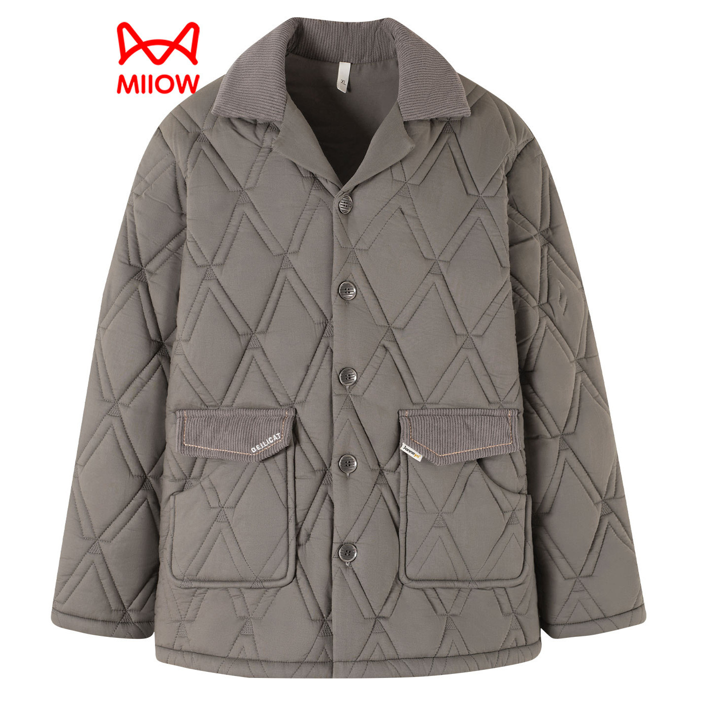 猫人单件上衣睡衣男冬季三层纯棉夹棉珊瑚绒加厚棉袄超大码家居服