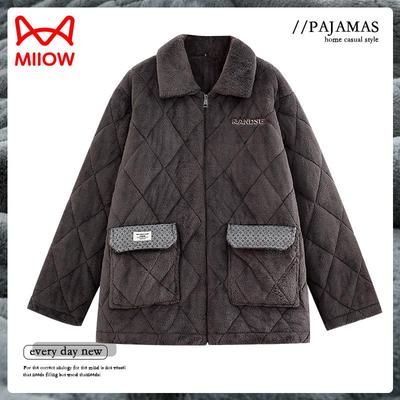 猫人单件上衣男士加绒睡衣珊瑚绒