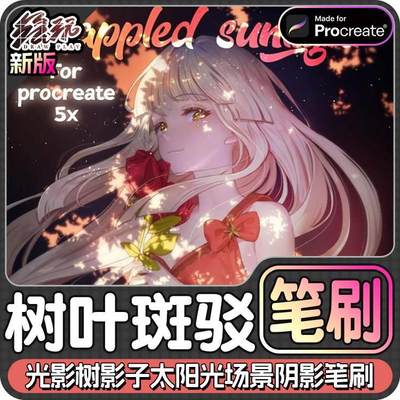 5支光斑笔刷procreate5X光影树影子太阳光插画动漫设计场景阴影