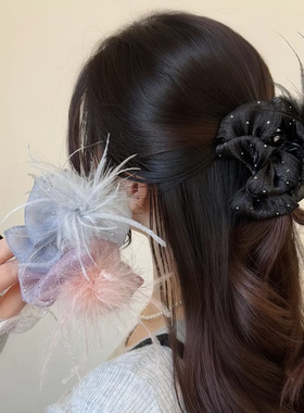 气质百搭蓬松感羽毛AB面满天星蝴蝶结云朵泡泡夹7cm刘海碎发夹