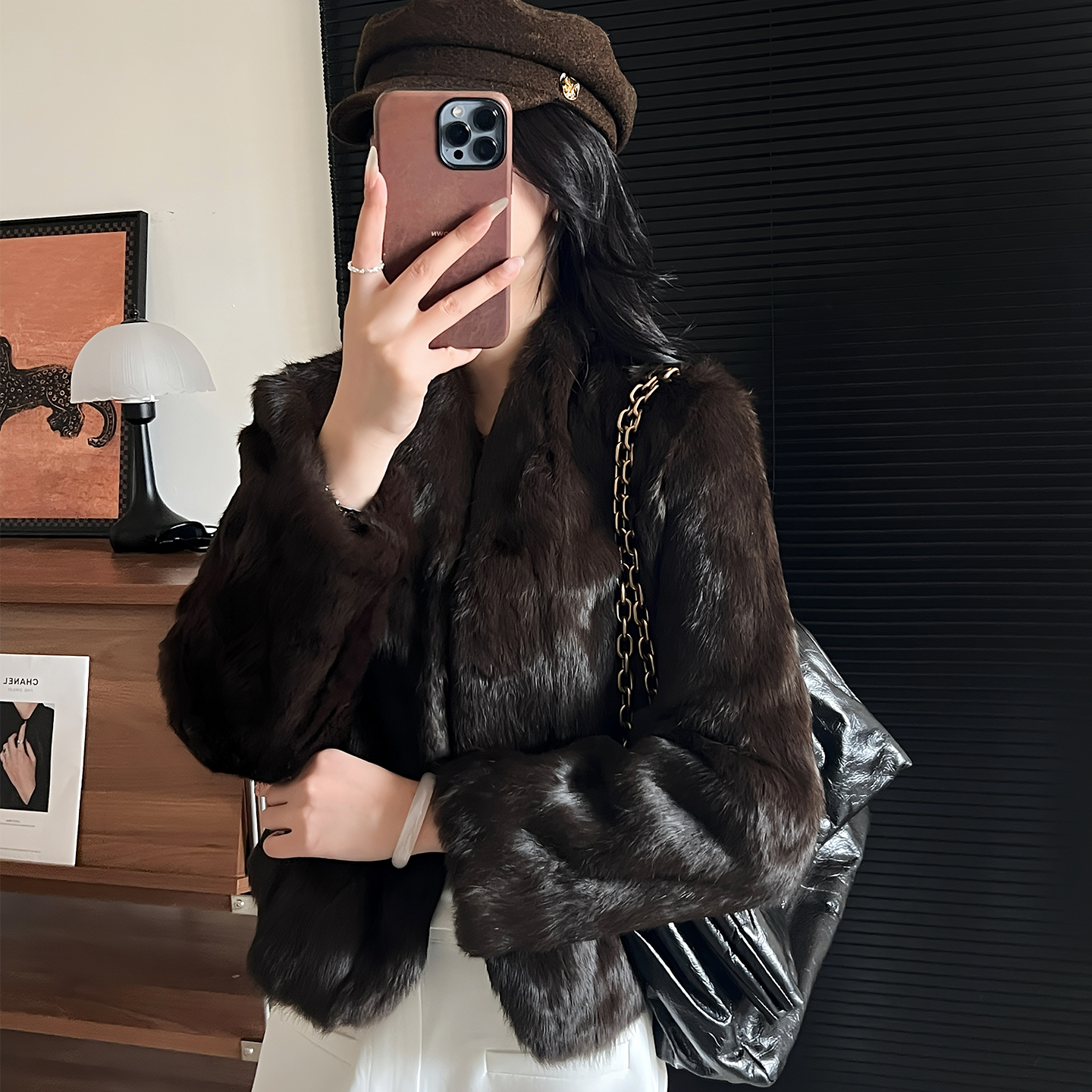 安哥拉草原兔兔毛皮草外套