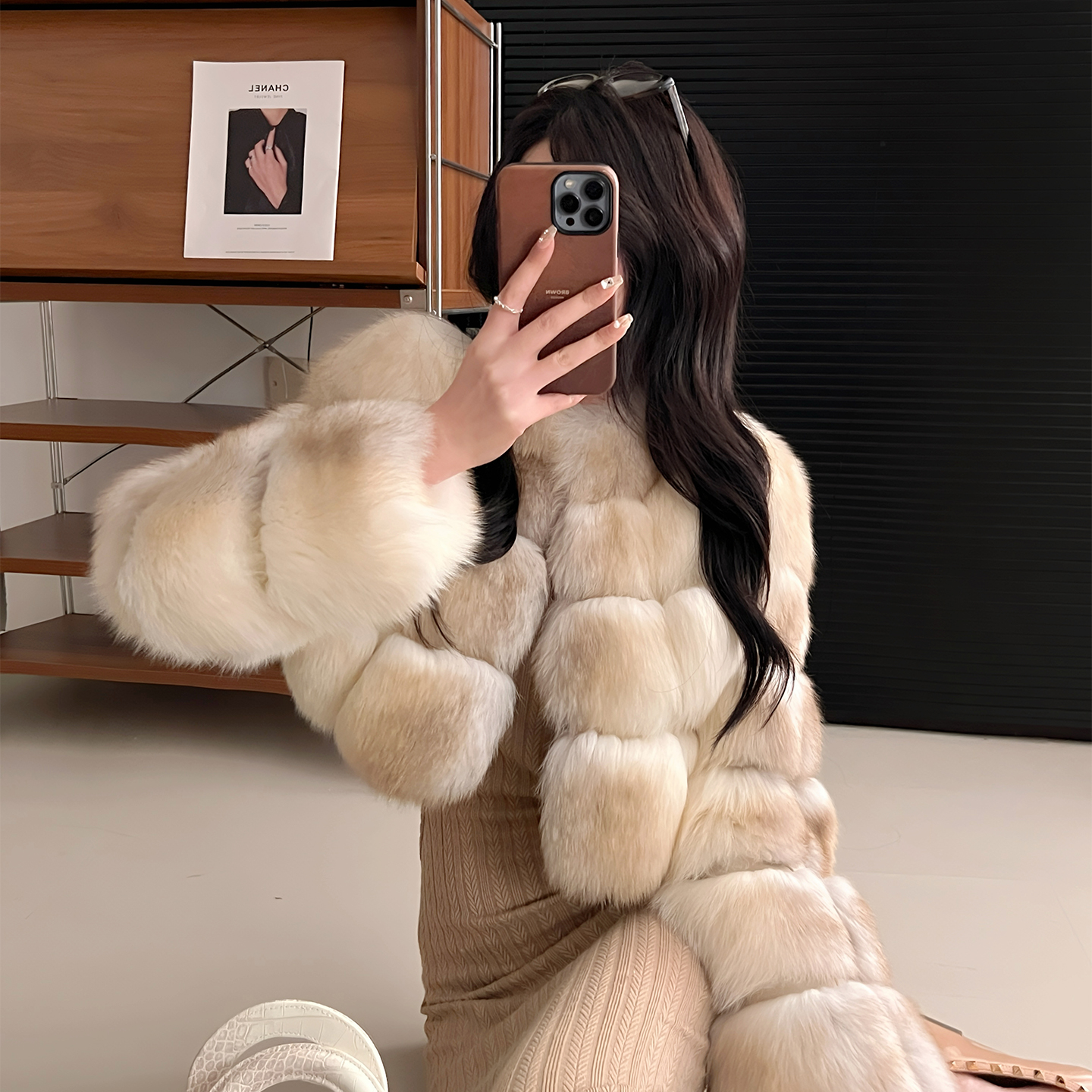 轻奢狐狸毛皮草外套气质名媛