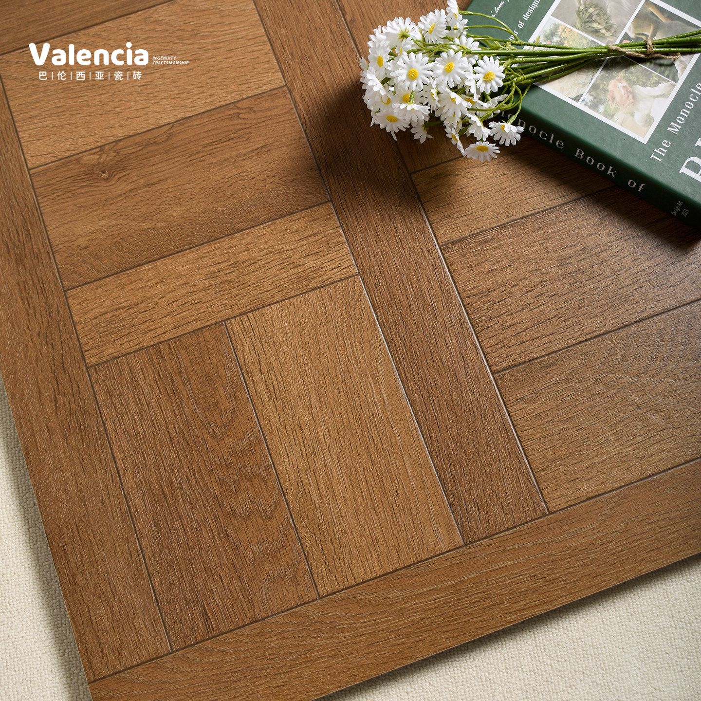 复古原木拼花木纹砖600x600客餐厅卧室书房仿木地板砖民宿仿古砖