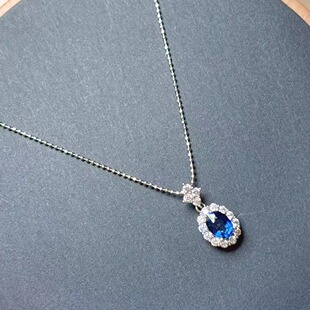 天然皇家蓝蓝宝石吊坠5乘7 925银精工镶嵌珠宝彩宝首饰