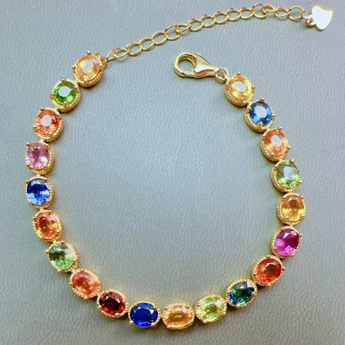 天然彩宝彩蓝宝久源珠宝手链