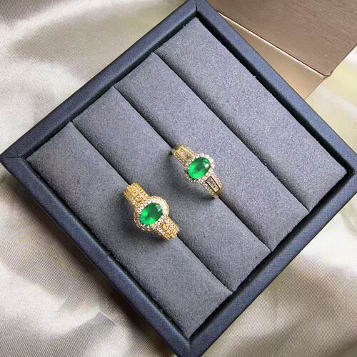 天然祖母绿彩宝戒指5x7