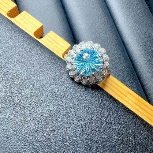 天然天空蓝托帕石彩宝久源珠宝