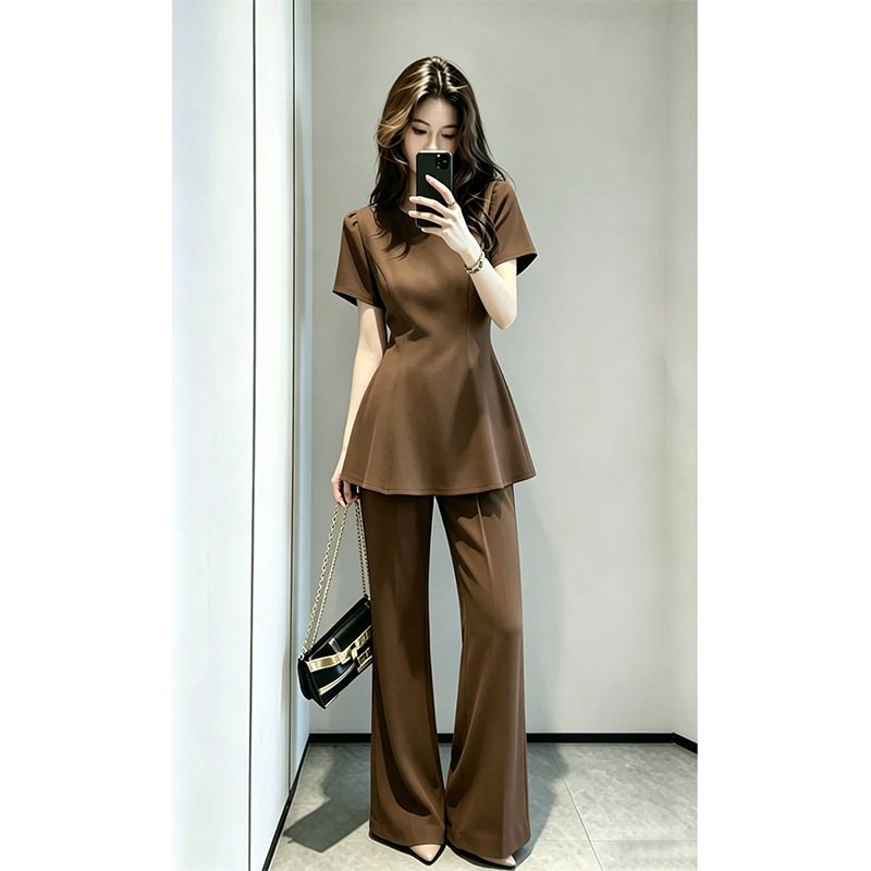 网红休闲夏季大码薄款短袖套装女胖mm韩系200斤两件套2667