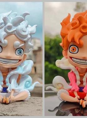 海贼王 Q版 五档 尼卡路飞 白色 橙色 坐姿 公仔 模型 盒装手办