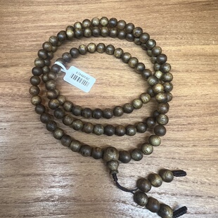 博物馆天然沉香手串珠串绿奇楠种植料珠串108颗*0.8*23g+