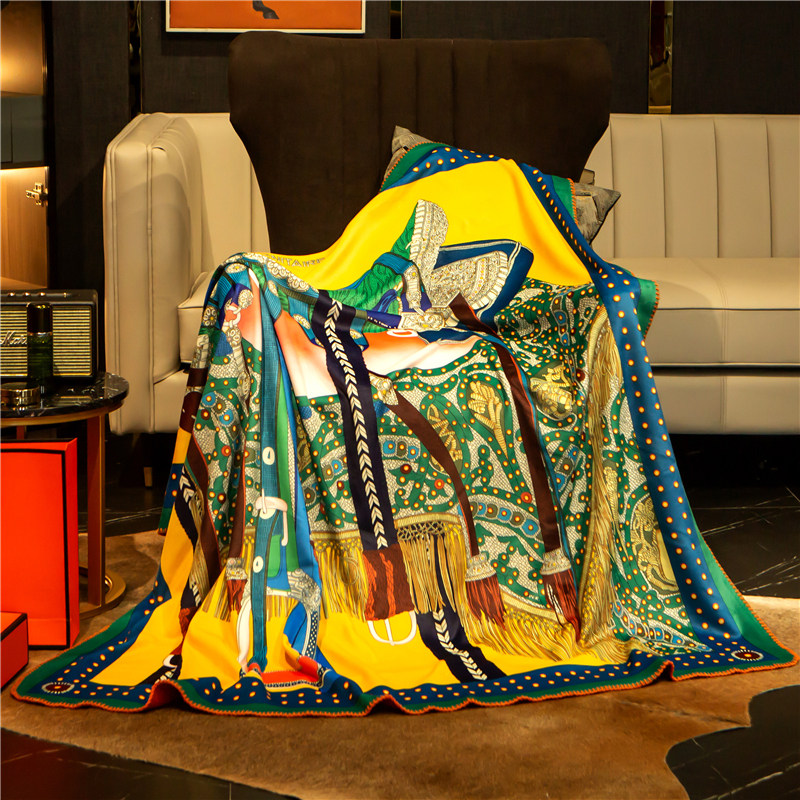 骏马horse高档锦狐绒毛毯双层复合毯子轻奢复古风格沙发休闲盖毯,床上用品,休闲毯/毛毯/绒毯,淘宝优惠券,粉丝福利购,淘宝优惠卷