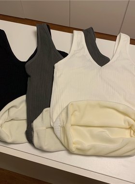 加绒加厚保暖吊带背心法式针织衫小香风毛衣外套秋冬打底上衣女士