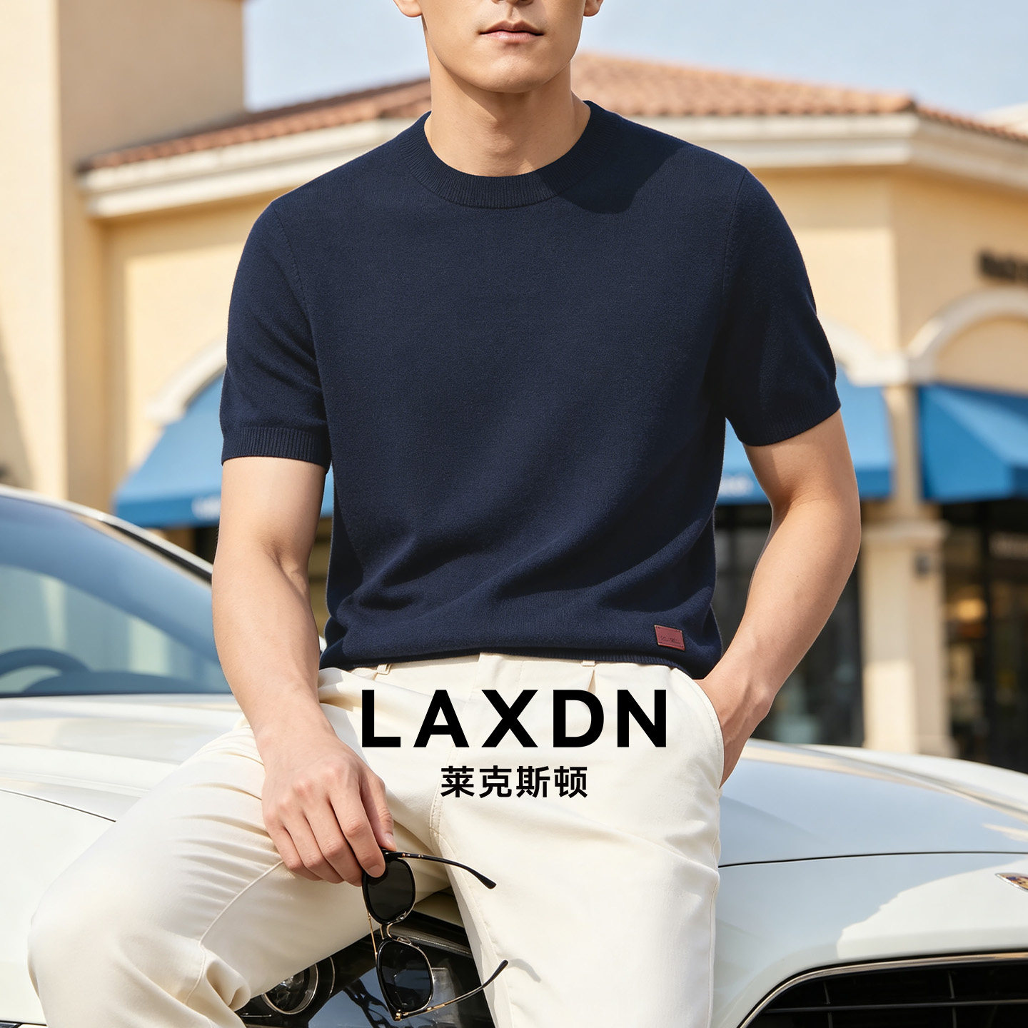 莱克斯顿含羊绒短袖针织衫图片